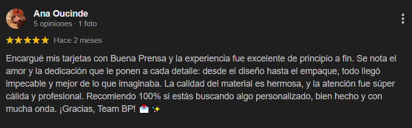 Opiniones sobre el servicio de impresión en Buena Prensa