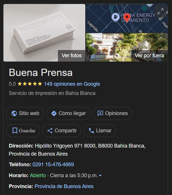 Buena Prensa en Google Maps